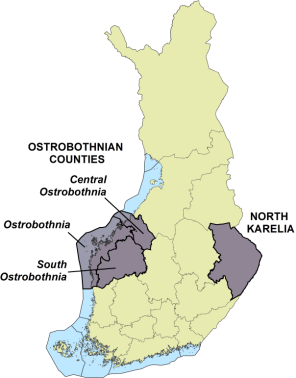 Map of FINSCAPES case study regions