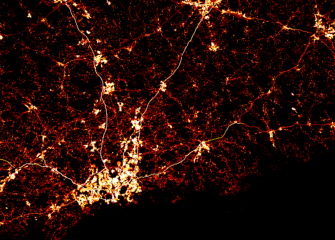 FRES-mallin tuottaman päästökarttapalvelun karttanäkymä.