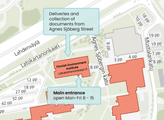 Map of the Finnish Environment Institute’s head office.