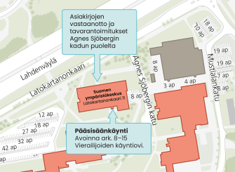 Syken päätoimipaikan kartta.