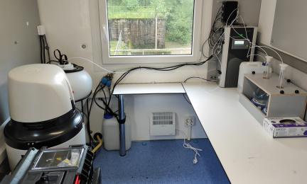 Mobile field laboratory with equipment inside.