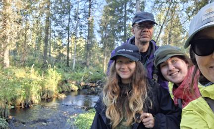 Team selfie at a sampling stream.