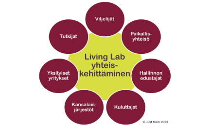 Living Lab -sidosryhmät, jotka ovat kehittämässä ohjauskeinoja turvemaiden kasvihuonepäästöjen vähentämiseksi.
