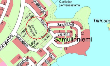 Kartta Jyväskylän Riihimäen puiston alueesta