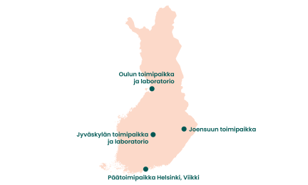 Kartalla näkyvät Syken toimipaikat.