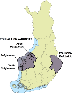 Kartta FINSCAPES-alueista