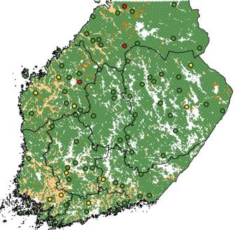EU:n pölyttäjäseurannan 70 otantapaikkaa